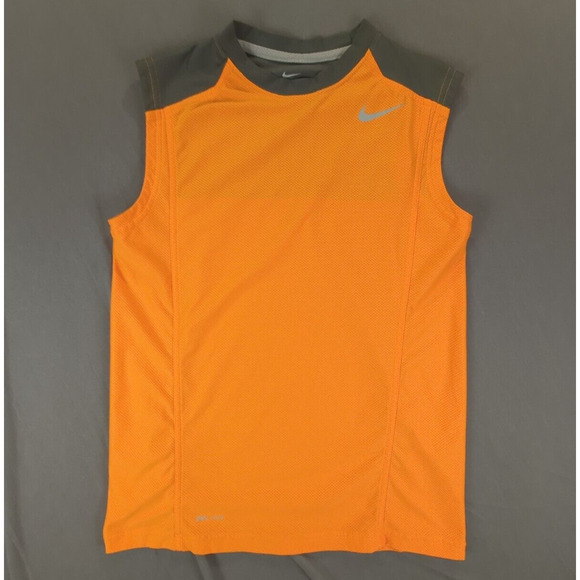 Nike Dri-Fit Tank-Top Medium Boys Performance Sportswear Orange Sleeveless Tee - Picture 1 of 7